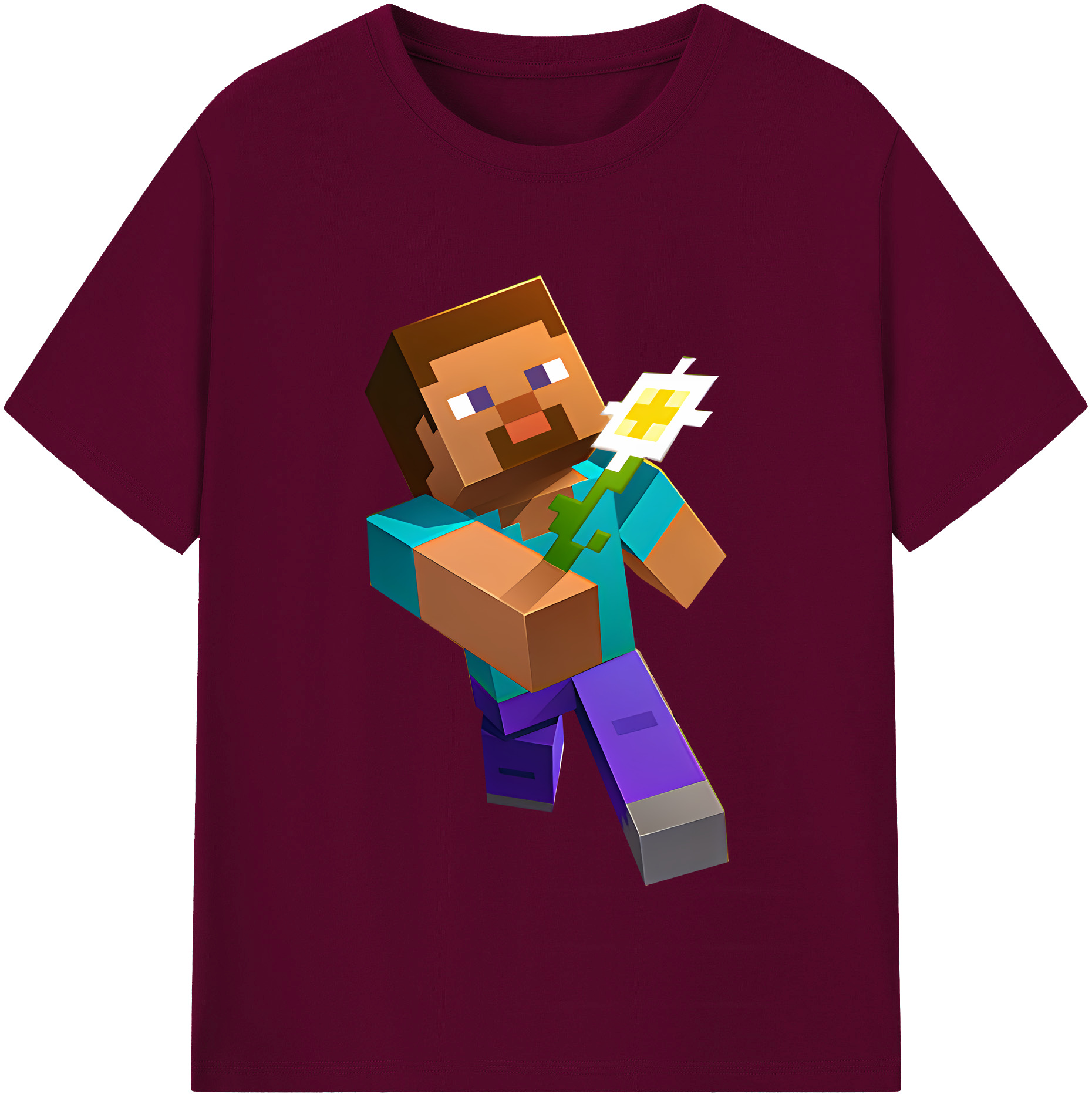 （画像用） マインクラフト ブロックの世界 Minecraft MC Block world レディースカジュアルプリントTシャツ（綿100％）